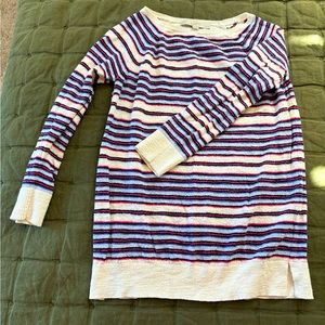 Women’s petite LOFT sweater, cream/blue/pink/purple stripes, XSP, used